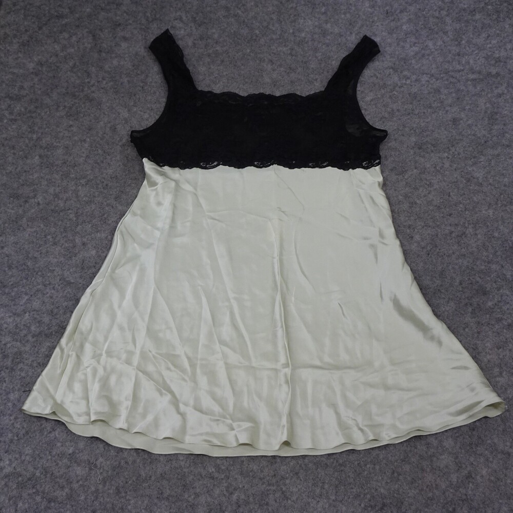 Andres Nightgown Womens Large L Green Black Chemise Slip Short Silk Lace